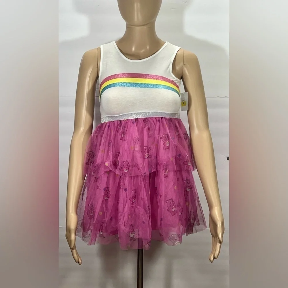 NWT CARE BEARS UNLOCK THE MAGIC GIRLPINK TUTU DRESS SIZE SM / C / P/ (6/6X)